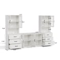 thumbnail image 3 of RichYa Kitchen Pantry Cabinet Set of 4,94" W Buffet Sideboard Coffee Bar with Glass Door Hutch,Modular Storage Cabinets with Shelves & Drawers for Dining Room,White(CFFC), 3 of 10