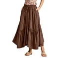 thumbnail image 1 of Falda fluida con corte en A para mujer, versátil para todas las estaciones, con bajo acampanado y look femenino, ideal para fiestas y citas diarias, tejido de poliéster y spandex., 1 of 5