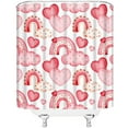 thumbnail image 2 of Valentine''s Day Shower Curtain Pink Boho Rainbow Sweet Heart Romantic Sweet Love for Lover Couple Creative Bathroom Decor Fabric Curtain with Hooks, 2 of 3