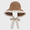 thumbnail image 2 of Wxirdiow Newborn Hats for Boys Baby Girl Straw Hat Outdoor Baby Sun Hats Summer Bowknot Cap For Infant Toddler Girls Khaki Size,6-24 Months, 2 of 5