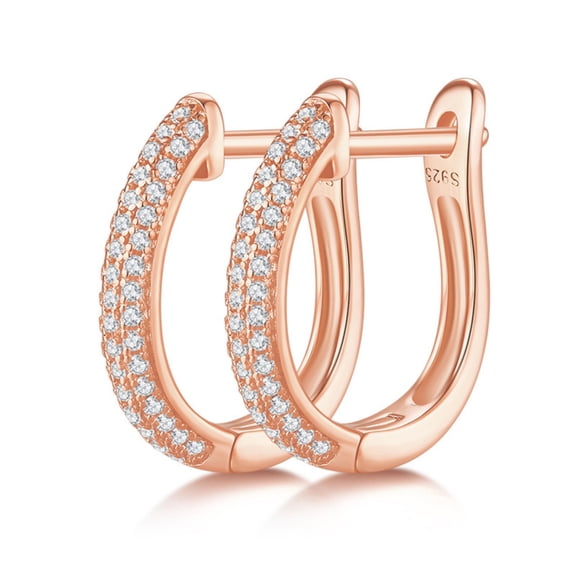 Gold Moissanite Diamond Hoops Earrings for Women 0.3cttw D Color VVS1 Clarity 925 Sterling Silver Moissanite Hoops Earrings Round Cut Lab Created Diamond Earrings hoop Moissanite Hoops Earrings