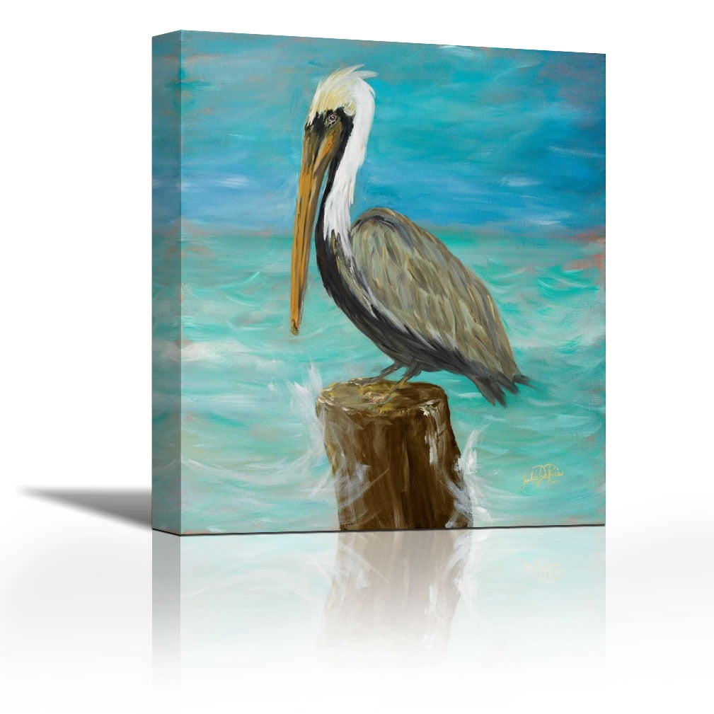 Single Pelican on Post Contemporary Fine Art Giclee on Canvas Gallery
