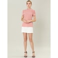 thumbnail image 3 of INSPIRE CHIC Blusa Tops De Lunares Volante Fruncido Manga Corta Cuello Alto Para Mujeres Rosa L, 3 of 6