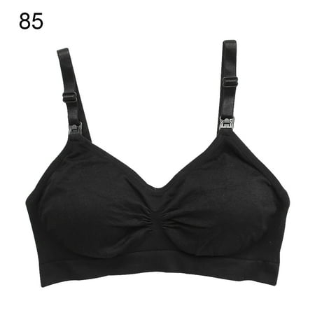 

Women Soft Pregnant Nursing Kid Feeding Bra Cotton No Steel Ring Maternity Underwear(Black 85)