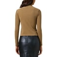 thumbnail image 3 of INSPIRE CHIC Women's Turtleneck Knit Top Asymmetric Slim Fit Basic Thermal Shirts S Dark Khaki, 3 of 6