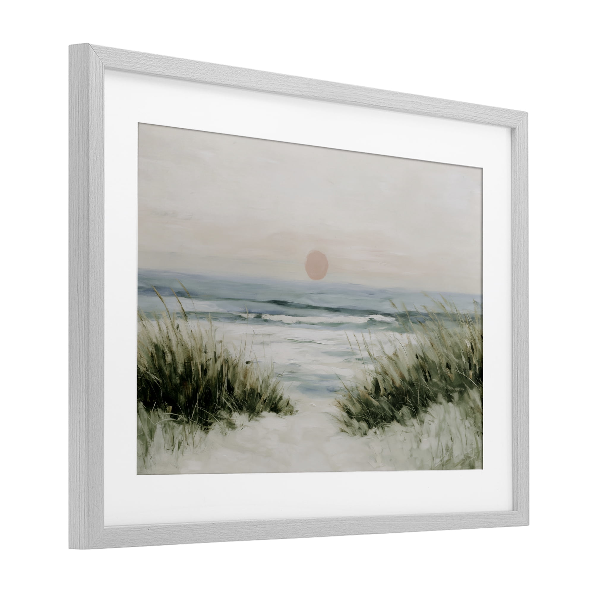 Stupell Industries Coastal Dunes with Wild Beach Grass Gray Framed Print Under Glass, design by Chromatic Storm Studio
