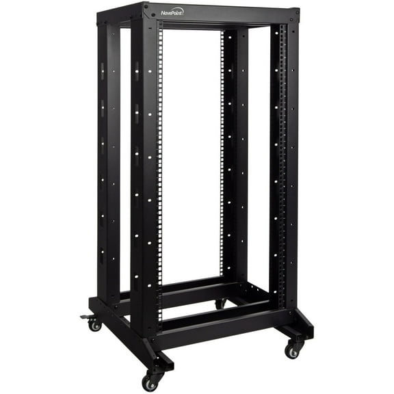NavePoint 22U 4 Post Server Rack – Open Frame Rack for 19 Inch Equipment, Adjustable Depth 4-Post Network Rack Floor Mount, 22U Server Rack 793lbs Capacity, Black