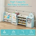 thumbnail image 3 of ICEELF 4-in-1 Kids Toy Storage Organizer with 10 Removable Bins, 3-Tier Bookshelf, Drawing Board, Foldable Storage for Playroom, Bedroom, Blue, 3 of 9