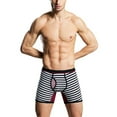 thumbnail image 3 of Niuer Mens 3-pack Striped Cotton Underwear with Open Fly Comfort Boxer Briefs, 3 of 5