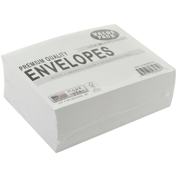 Leader A6 Enveloppes (4.75"X6.5") 100/pkg-Blanc