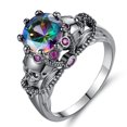thumbnail image 2 of Conjunto de anillos de calavera con anillos de circonitas de colores y negros - Conjunto de anillos de diamantes de colores con calavera para mujer (2 piezas) Botao, 2 of 4