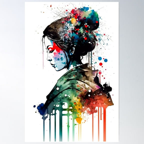 Japanese Geisha #4 Poster Wall Art, Modern Wall Decor For Living Room Bedroom, 8x12 UNFRAMED