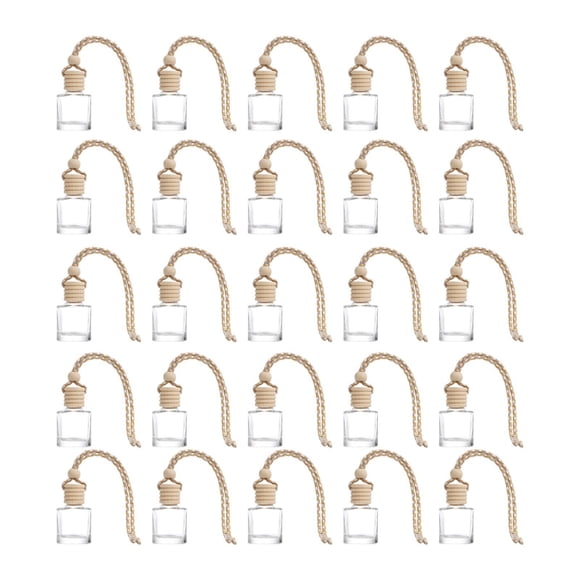 25 botellas colgantes de perfume para coche, difusores de perfume, decoración interior, contenedor de aceite esencial, colgantes de vidrio vacíos. Estilo A