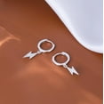 thumbnail image 6 of Solid 925 Sterling Silver Lightning Bolt Drop Hoop Earrings for Women Teens CZ Lightning Bolt Hoop Earrings Huggie, 6 of 7