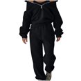 thumbnail image 2 of qolati Women 2 Piece Outfits 2023 Half Zip Oversized Sweatshirt Jogger Pants Tracksuit Matching Set Y2k Clothes Casual Cozy Sweatsuit Suits, 2 of 5