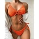 thumbnail image 4 of Conjunto de bikinis de traje de baño para mujer, parte superior de bikinis con cordón y parte inferior lateral con lazo ajustable, conjunto de trajes de baño de dos piezas, 4 of 5