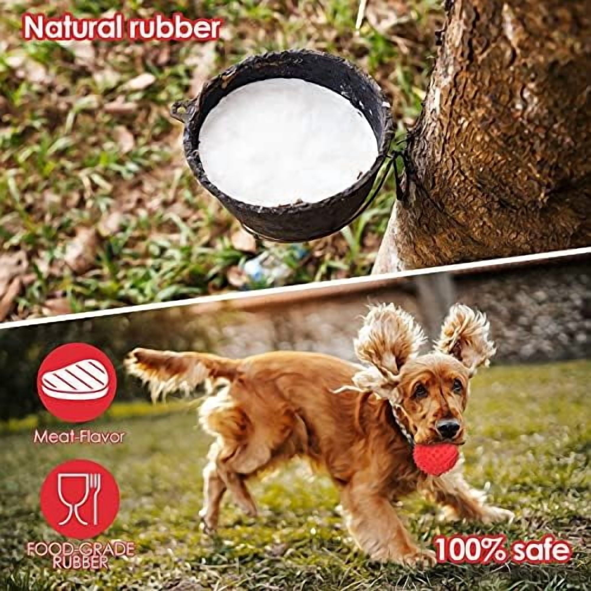 4" Squeaky Dog Balls for Aggressive Chewers, Durable Interactive Dog Chew Toys for Teething, Floatable Indestructible Rubber Spiky Ball, Tough Pet Toys for Small, Medium & Large Breeds
