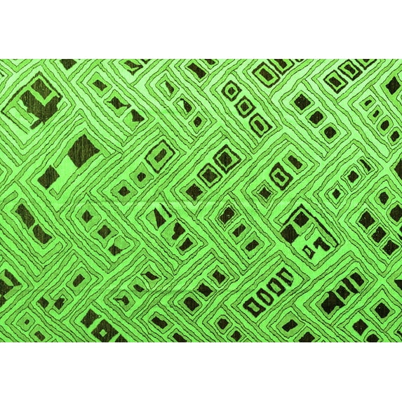 Ahgly Company Indoor Rectangle Abstract Green Modern Area Rugs, 7' x 10'