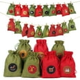 thumbnail image 6 of Hanging Advent Calendar Candy Gift Drawstring Bag, DIY Advent Calendar Bags, Xmas Candy Bag for Xmas Party Windows Red and Green Large, 6 of 10