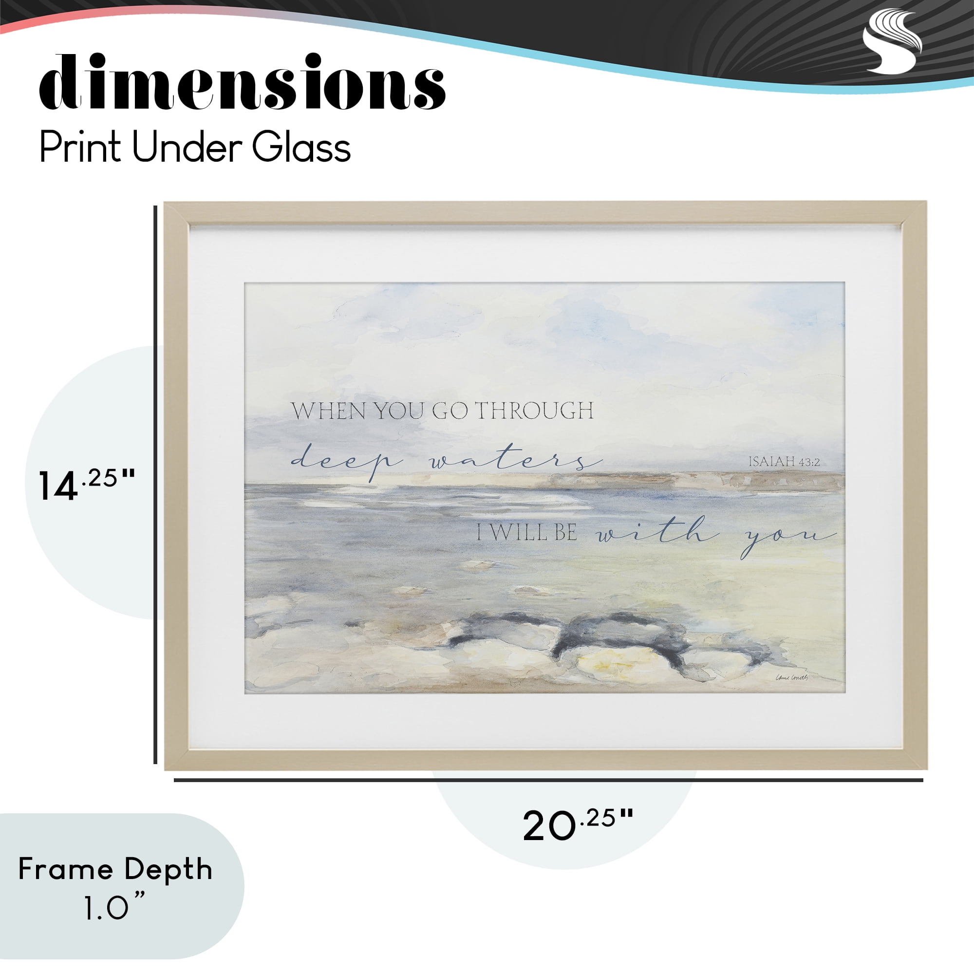 Stupell Industries Deep Waters Isaiah 43:2 Birch Framed Print Under Glass, design by Lanie Loreth