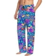thumbnail image 2 of Uemuo Colorful Mushrooms Pattern Men's Wide Leg Palazzo Lounge Pants with Pockets Light Weight Loose Comfy Casual Pajama Pants-, 2 of 9