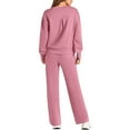 thumbnail image 4 of Hogleaql 2 Piece Travel Set for Women Sweatsuits Plus Size Long Sleeve Lounge Drawstring Sweatshirt Wide Leg Athletic Pants Solid Loose Outfits Trendy Winter Matching Sets with Pockets 2025 Pink 5XL, 4 of 4
