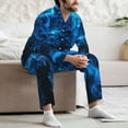 thumbnail image 7 of Daiia Ice Blue Fire Wolf for Men's Long-Sleeved Pajama Set – Soft & Comfortable Sleepwear Button-Up Pajamas Cozy Lounge Wear-X-Large, 7 of 7