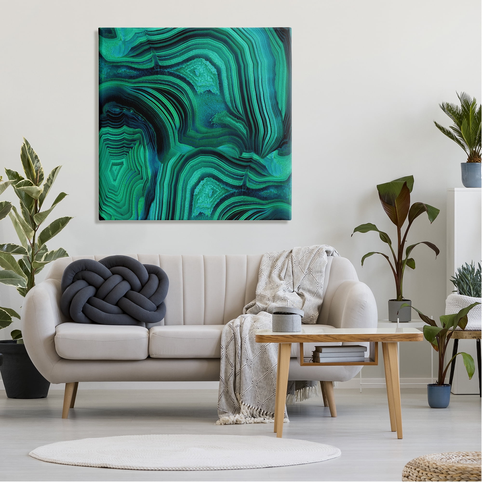 Stupell Green & Blue Malachite Abstract Abstract Painting Gallery Wrapped Canvas Print Wall Art
