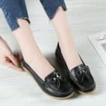 thumbnail image 3 of Dakaela Womens Leather Penny Loafers Casual Slip on Low Wedge Walking Shoes Driving Flats Black 7.5, 3 of 6