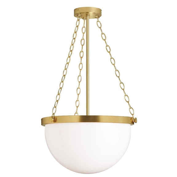 Dainolite 1 Light Incandescent Rhonda Pendant Aged Brass w/ White Glass