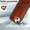 thumbnail image 3 of for iPhone 14 Plus PU Leather Back Case, Built-in Invisible Stand [Compatible with Magsafe] Protective Slim Kickstand Anti-fall Phone Cover Compatible with iPhone 14 Plus, Brown, 3 of 8