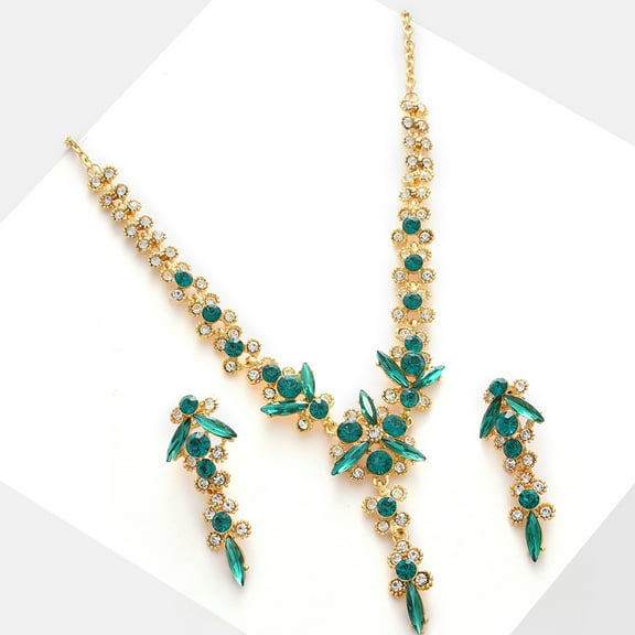 SOHI Gold-Plated Green Stone-Studded Jewellery Set
