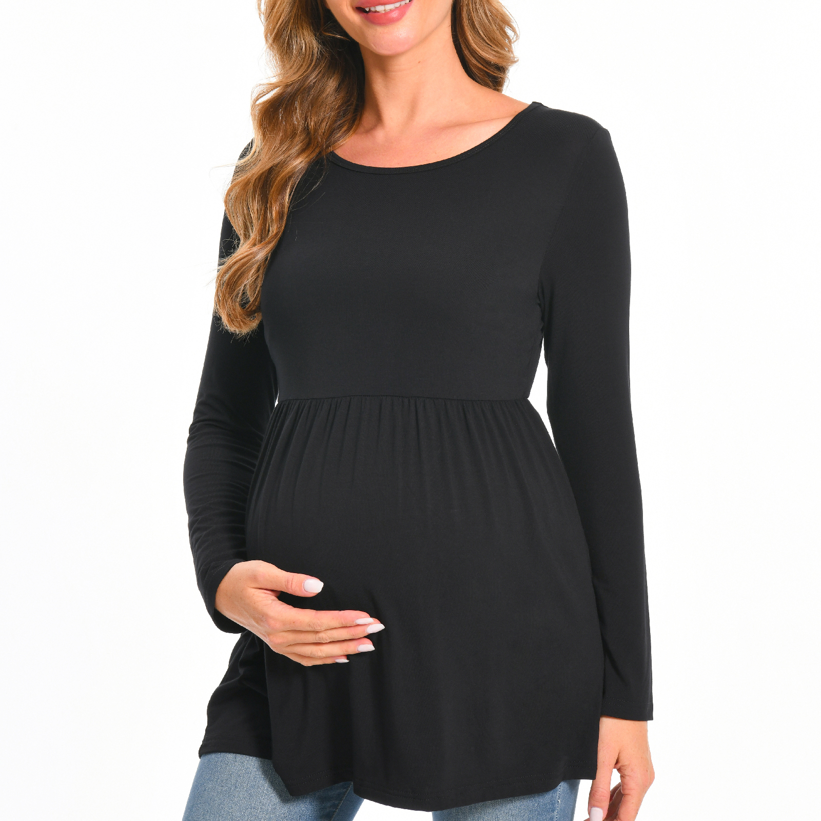 Beaisland Women's Long Sleeve Maternity Shirts Basic Casual Pregnancy Top 3-Pack