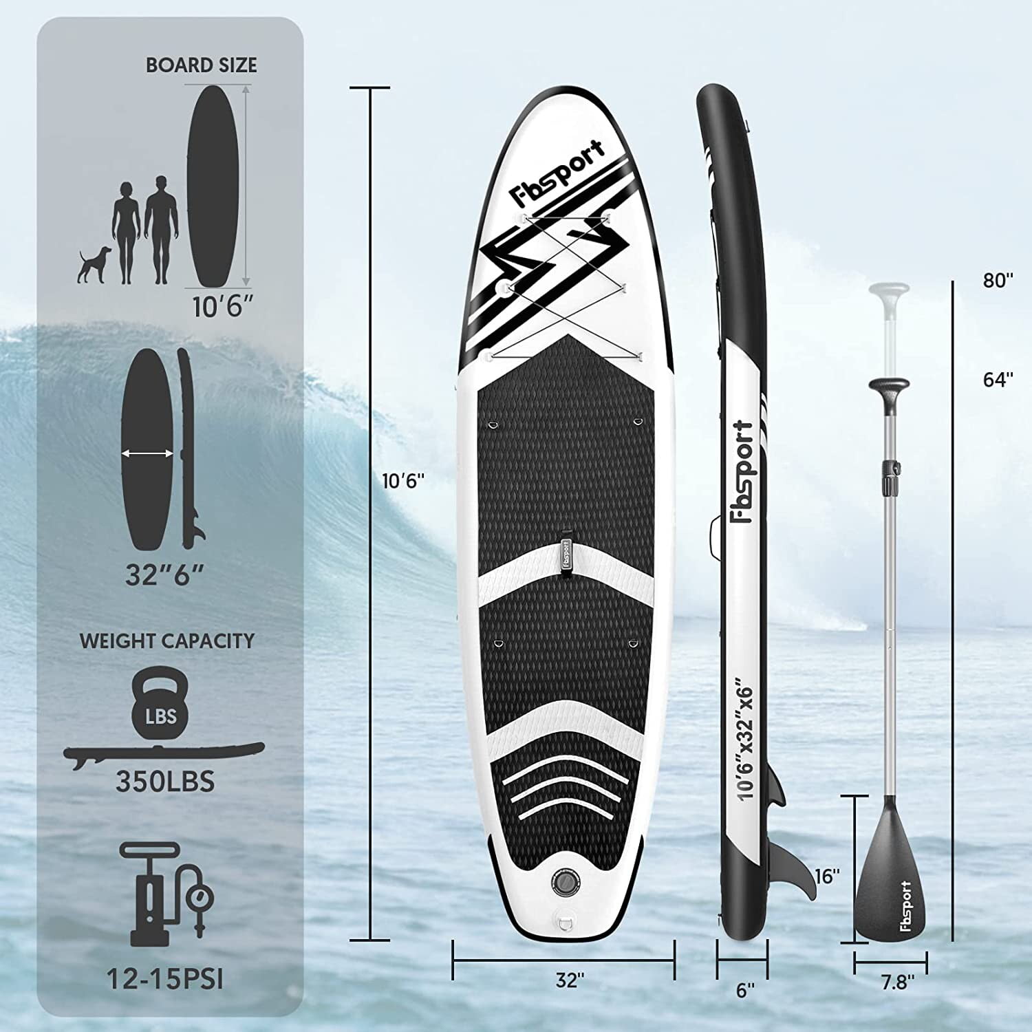 Durable Dragon Blue FBSPORT Board Paddleboard Inflatable & SUP Adult Carry for Light Texture, Accessories Paddle Bag, with