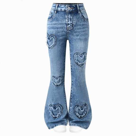Hessimy Vintage Baggy Jeans for Girls - Loose Wide Leg Jeans with Five Pockets- Casual Denim Pants(Blue,7-8 Years)