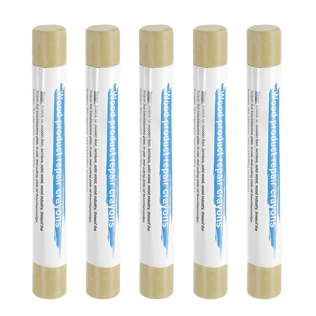 Uxcell 5pcs Wood Filler Sticks Wooden Wax Touch Up Furniture Repair Crayons for Scratch Cracks Hole Table Wood Floor, Pale Clay