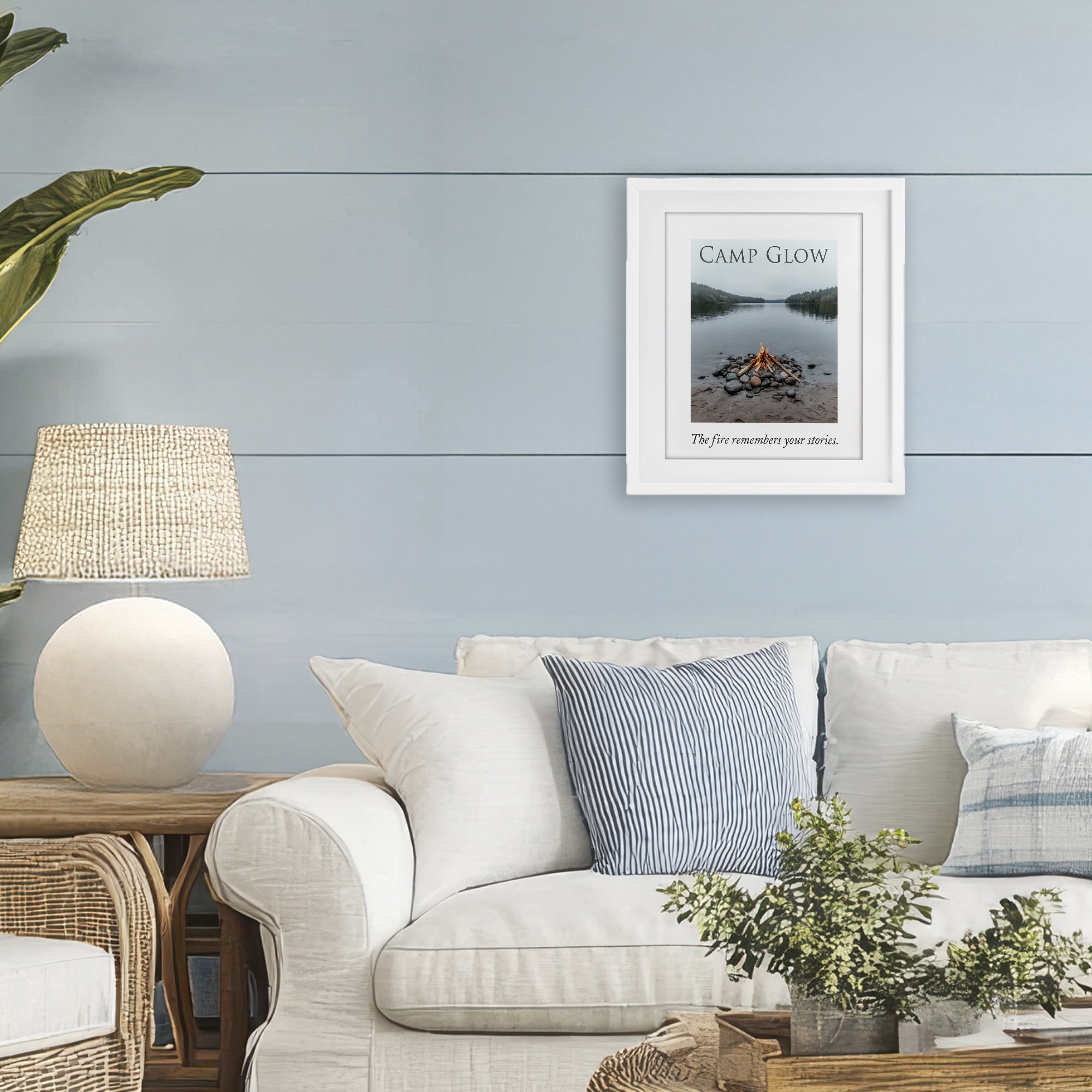 Stupell Industries Fire Remembers Your Stories White Framed Print Under Glass, design by A Barefoot Stylist
