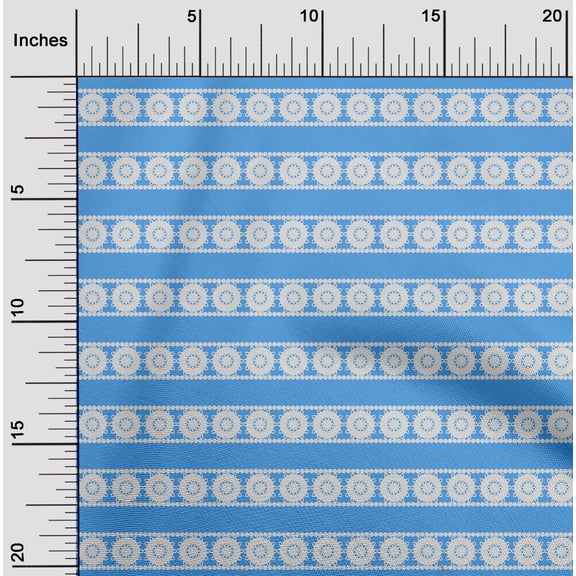 oneOone Viscose Chiffon Medium Blue Fabric Border Ethnic Fabric For Sewing Printed Craft Fabric By The Yard 42 Inch Wide