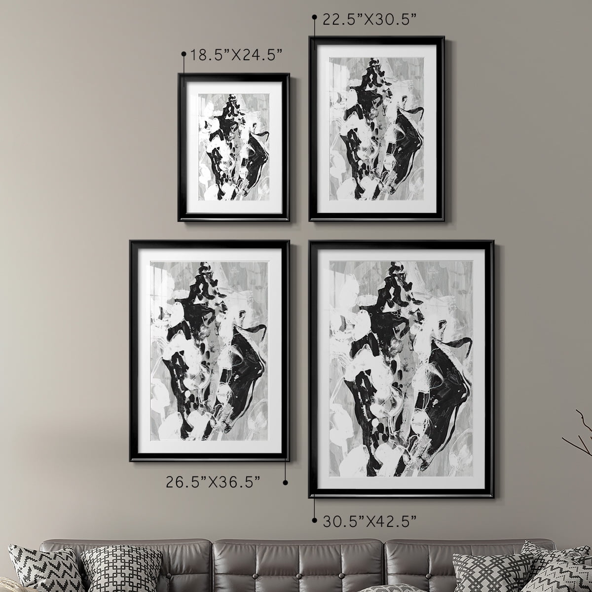 Wexford Home Ocean Inkblot I Premium Framed Print, 26.5" x 36.5" - Ready to Hang, Black (Set of 2)