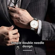 A ALPS Mens Watches Fashion Quartz Mens Watches Ultra Thin Minimalist Wristwatches with Leather Strap Gift for Man Fathers Day Gifts