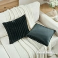thumbnail image 5 of Single-Sided Couch Decorative Throw Pillow Covers 18 x 18 Inch Set of 2 Faux Fur Plush Soft Fluffy Velvet Back Cushion Case Cozy Fuzzy Striped Pillowcase Home Decor for Bed Sofa Living Room, Black, 5 of 8