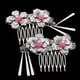 thumbnail image 3 of 2 uds pinzas para el pelo de cristal Yuyangstore con flores de plata nupcial Peine lateral Rosado, 3 of 7