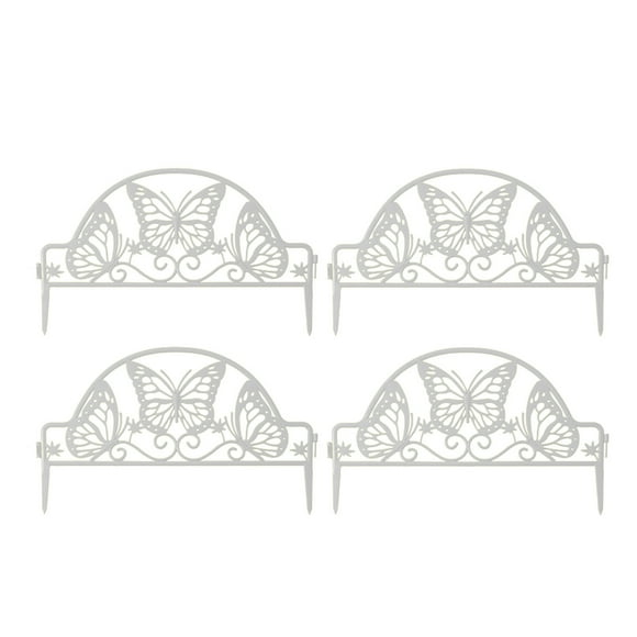 yulier Plastic Garden Fence Clearance 4 Pcs Decorative Garden Fences and Borders Grass Flowerbeds Plant Edging Weather Proof Plastic Garden Fence Panels for Yard Patio, White