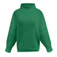 thumbnail image 5 of Ladies Fashion Sweater Solid Color High Neck Slim Fit Knit Sweater, Versatile and Warm, Ideal for Layering and Daily Casual Use,Green,S, 5 of 6