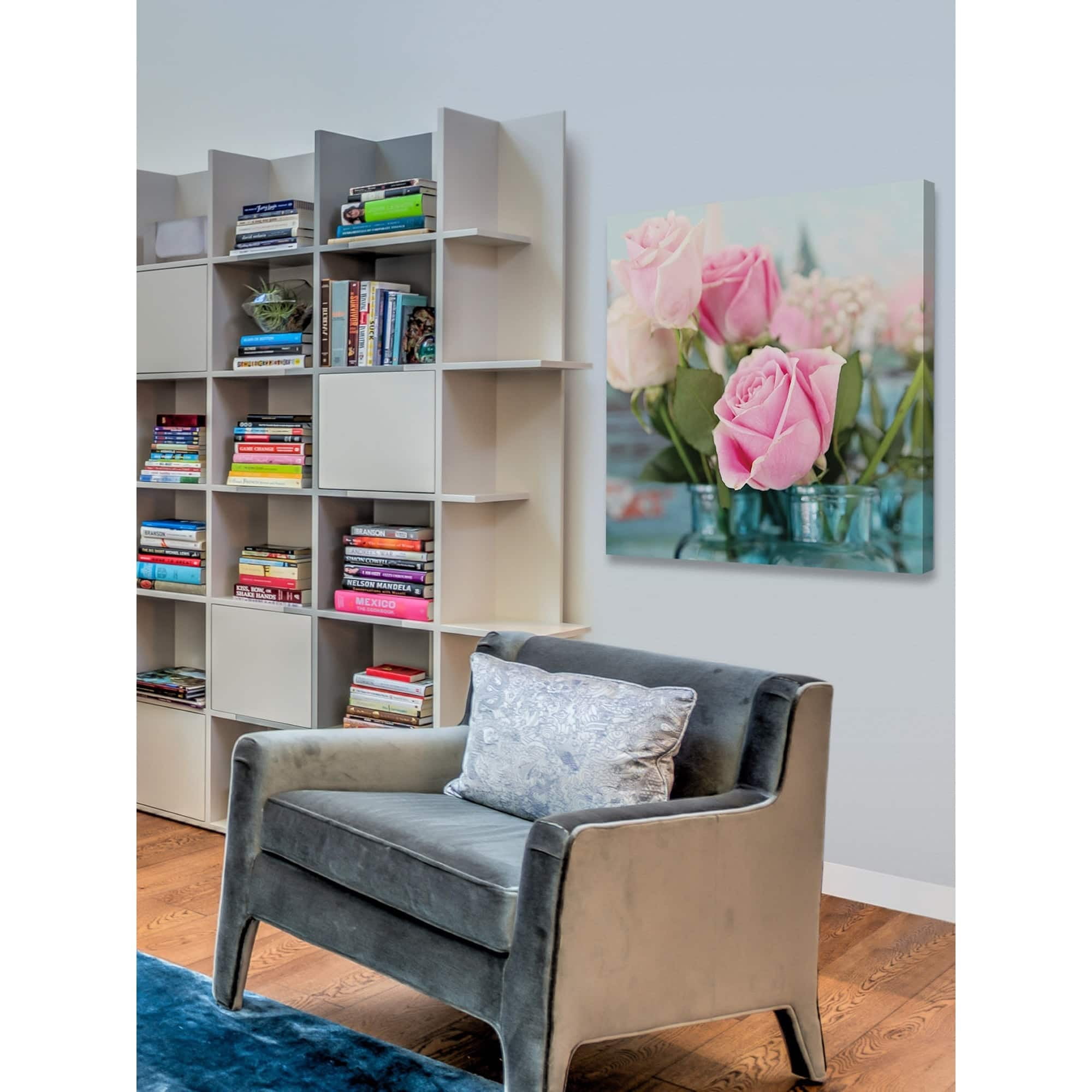 "Pink Roses" Painting Print on Wrapped Canvas