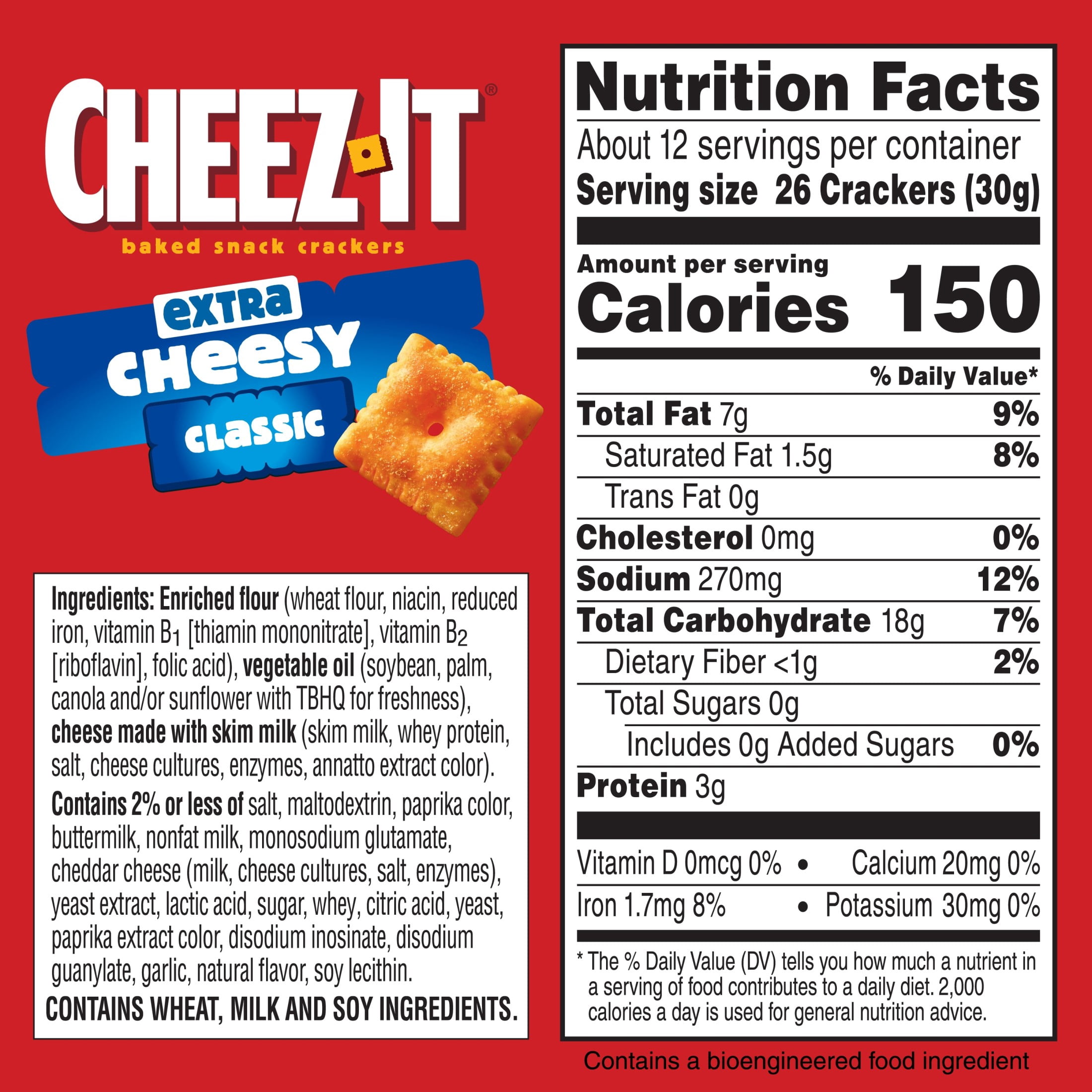 (2 pack) Cheez-It Extra Cheesy Cheese Crackers, Baked Snack Crackers, 12.4 oz