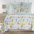 Homthreads Beach Days Quilt Set King Quilt (106x92in.) + Two King