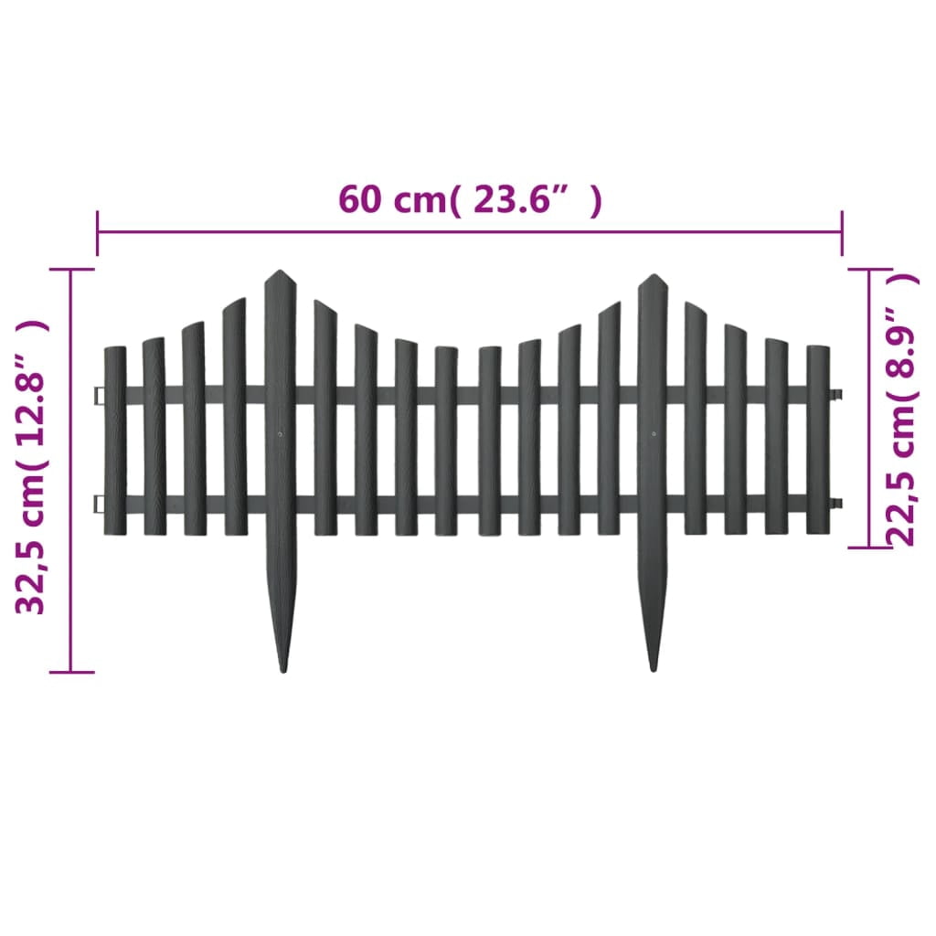 vidaXL Lawn Edgings 17 pcs Anthracite 32.8' PP