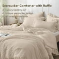 thumbnail image 3 of Beige Twin Size Comforter Set, 2 Pieces Seersucker Lightweight Fluffy Bedding Set, Twin Ruffle Comforter, All Season Soft Microfiber Shabby Chic Bed Set, 3 of 9