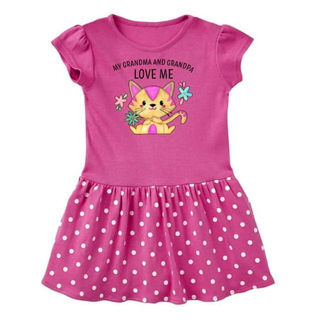 

Inktastic My Grandma and Grandpa Love Me with Cute Kitten and Flowers Gift Toddler Girl Dress